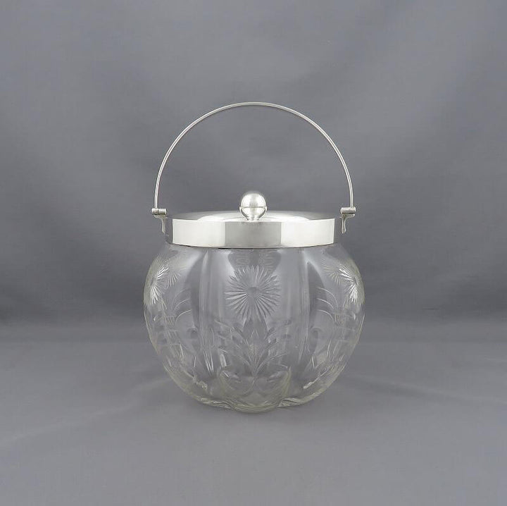 Victorian Silver and Glass Biscuit Box - JH Tee Antiques