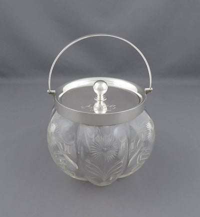 Victorian Silver and Glass Biscuit Box - JH Tee Antiques