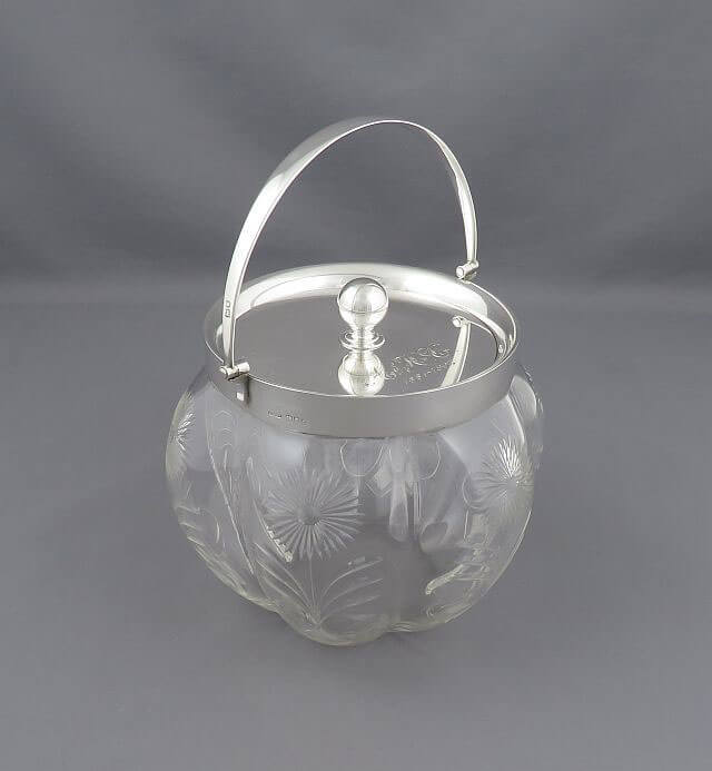 Victorian Silver and Glass Biscuit Box - JH Tee Antiques