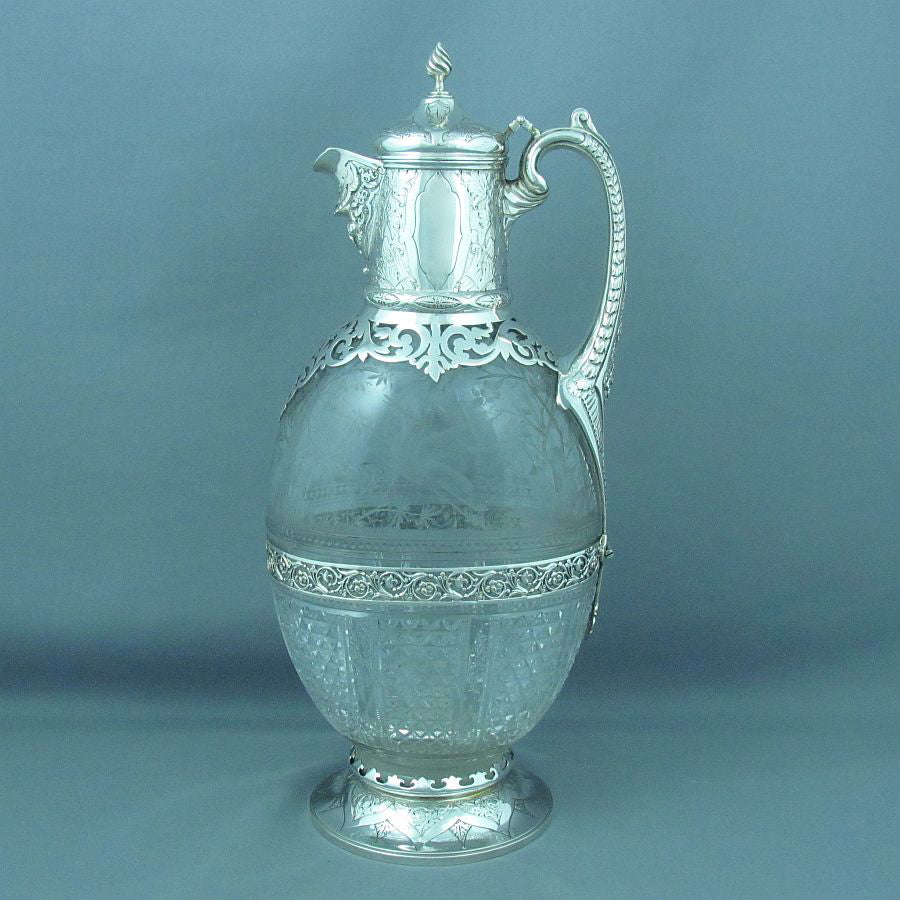 Victorian Silver Claret Jug by Charles Edwards - JH Tee Antiques