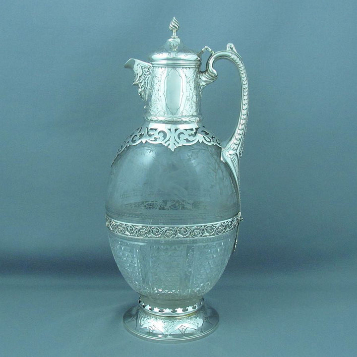 Victorian Silver Claret Jug by Charles Edwards - JH Tee Antiques