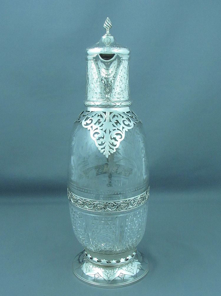 Victorian Silver Claret Jug by Charles Edwards - JH Tee Antiques