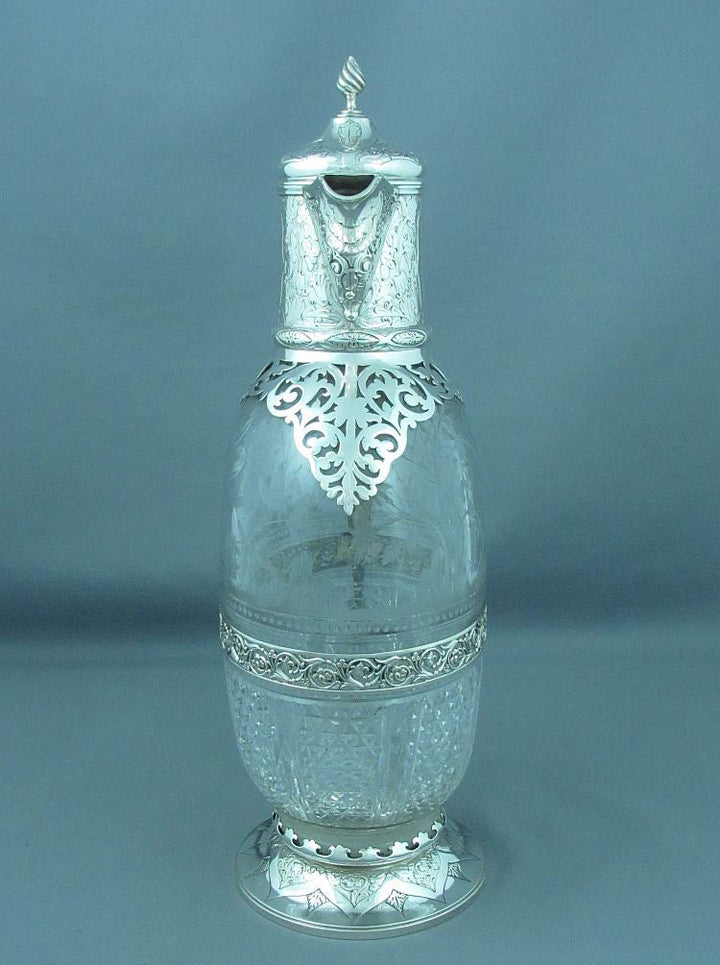 Victorian Silver Claret Jug by Charles Edwards - JH Tee Antiques