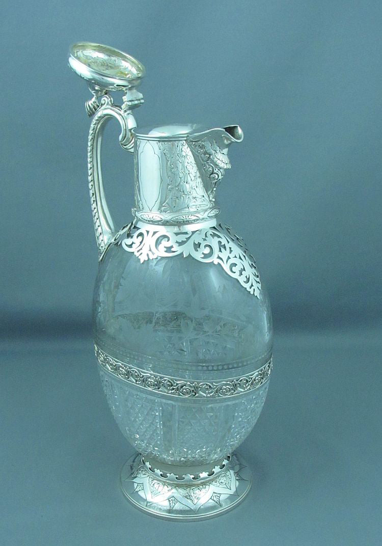 Victorian Silver Claret Jug by Charles Edwards - JH Tee Antiques