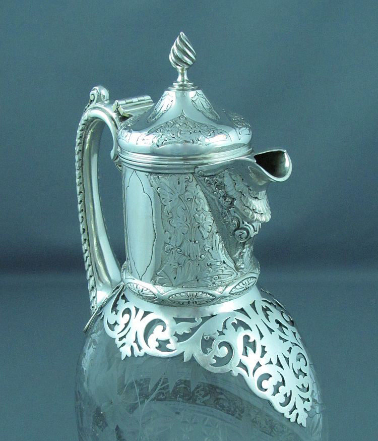 Victorian Silver Claret Jug by Charles Edwards - JH Tee Antiques