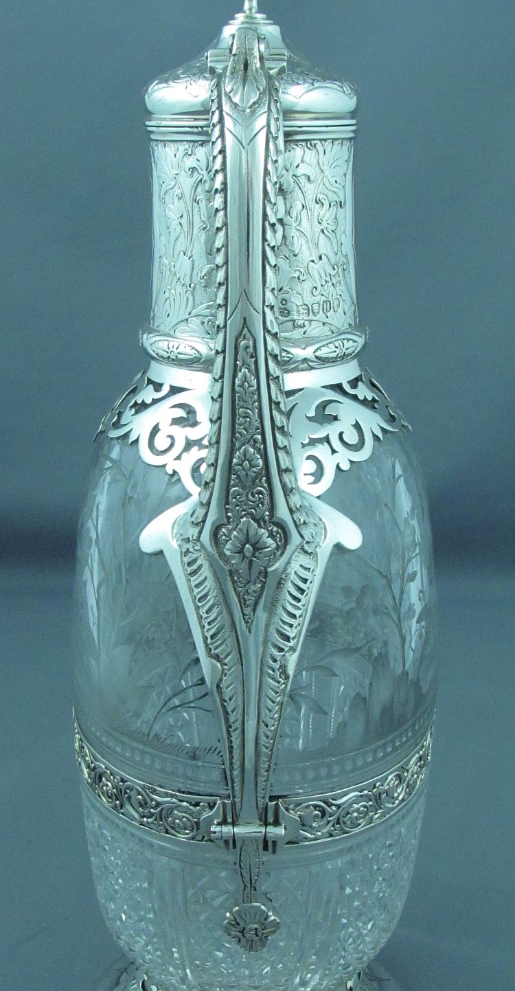 Victorian Silver Claret Jug by Charles Edwards - JH Tee Antiques