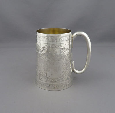 Aesthetic Movement Silver Pint Mug - JH Tee Antiques