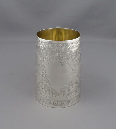 Aesthetic Movement Silver Pint Mug - JH Tee Antiques