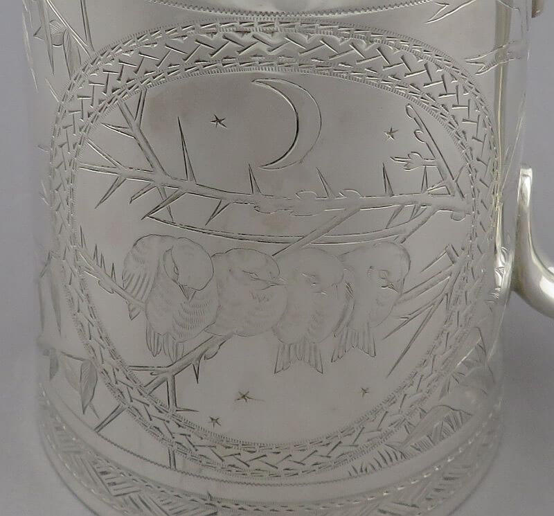 Aesthetic Movement Silver Pint Mug - JH Tee Antiques