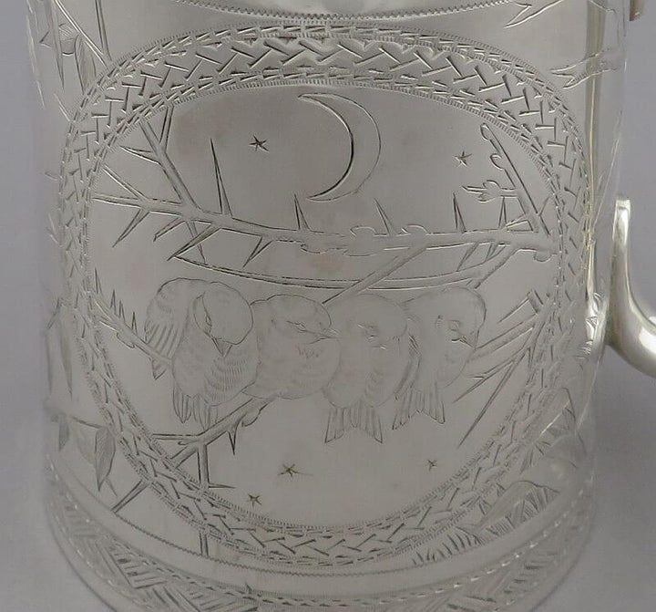 Aesthetic Movement Silver Pint Mug - JH Tee Antiques