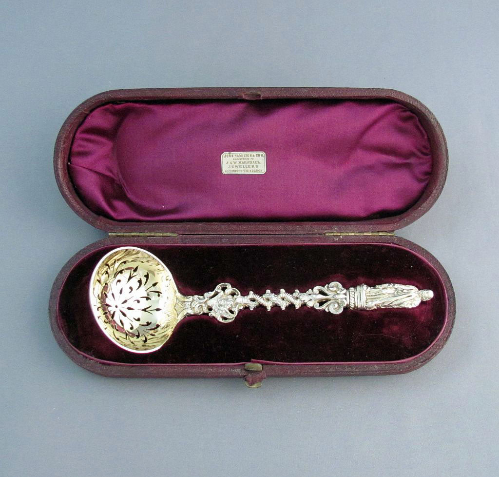 Victorian Sterling Silver Sugar Casting Ladle - JH Tee Antiques