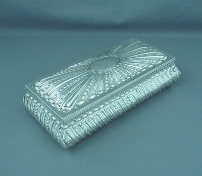 Large Victorian Sterling Silver Cigarette Box - JH Tee Antiques