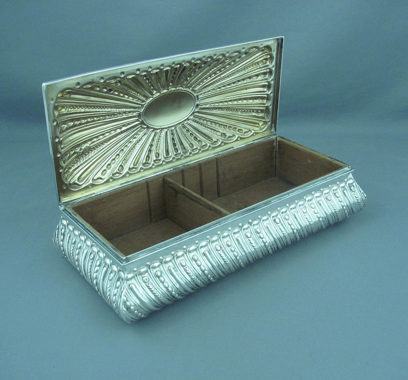 Large Victorian Sterling Silver Cigarette Box - JH Tee Antiques