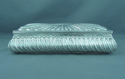 Large Victorian Sterling Silver Cigarette Box - JH Tee Antiques