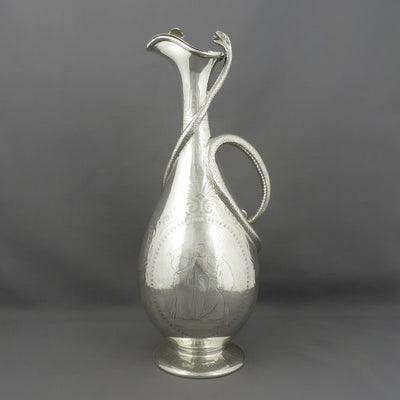 Victorian Sterling Silver Claret Jug - JH Tee Antiques