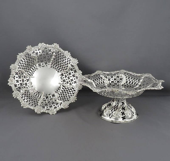Pair of Victorian Sterling Silver Comports - JH Tee Antiques