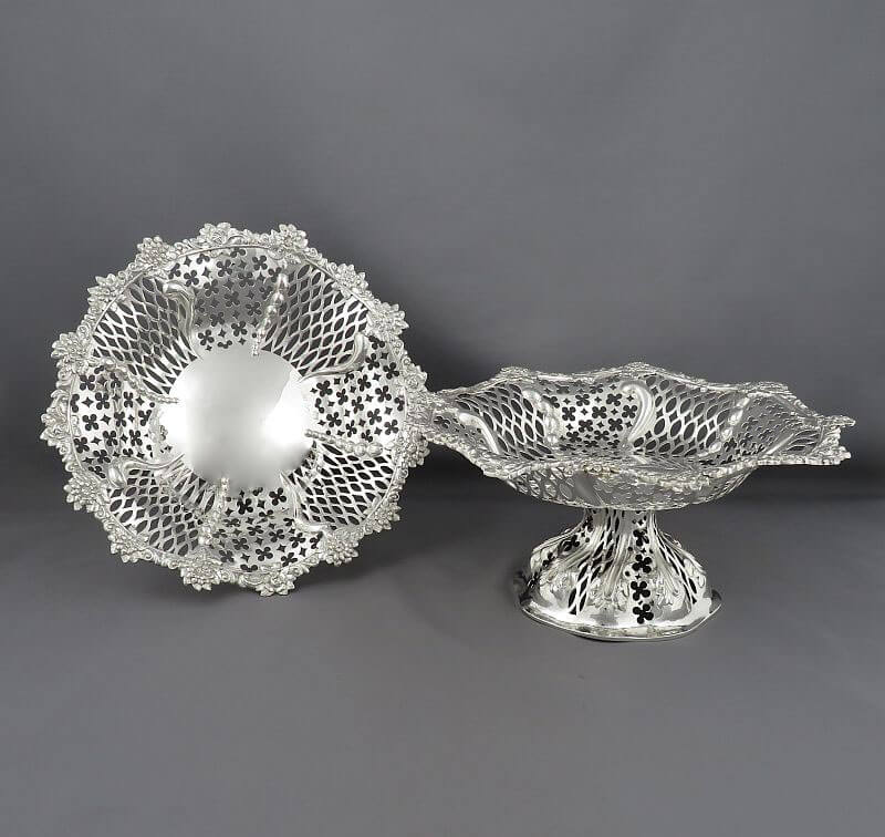 Pair of Victorian Sterling Silver Comports - JH Tee Antiques