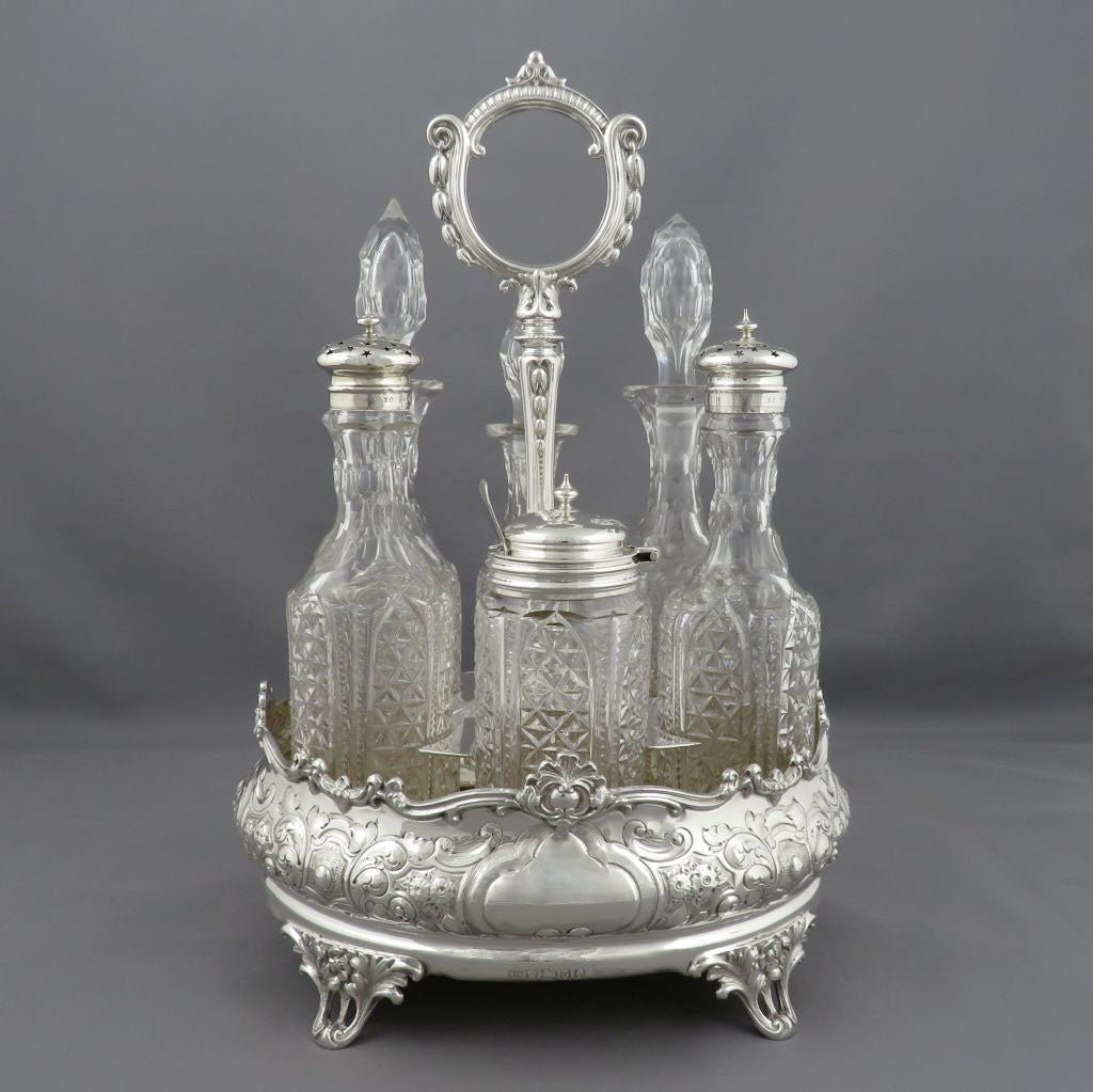 Antique Sterling Silver Cruet Set - JH Tee Antiques