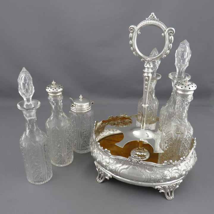 Antique Sterling Silver Cruet Set - JH Tee Antiques