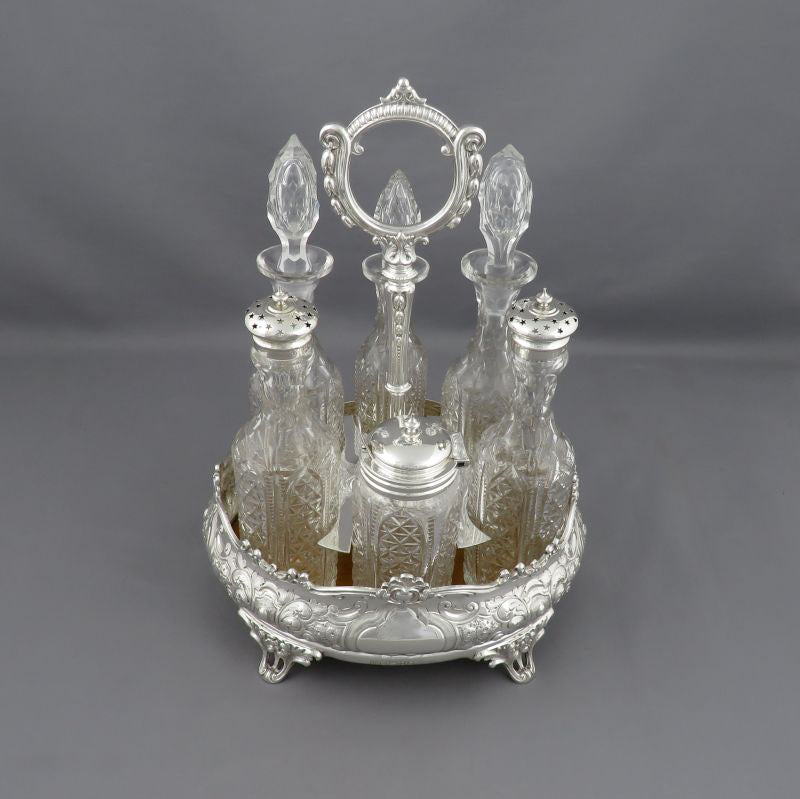 Antique Sterling Silver Cruet Set - JH Tee Antiques