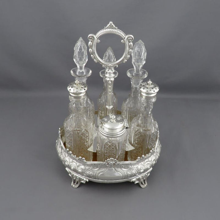 Antique Sterling Silver Cruet Set - JH Tee Antiques