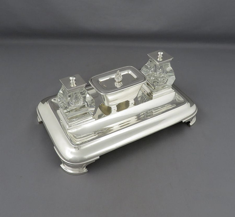 Victorian Sterling Silver Inkstand - JH Tee Antiques