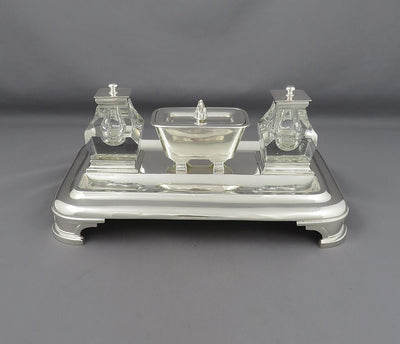 Victorian Sterling Silver Inkstand - JH Tee Antiques