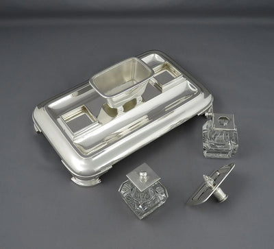 Victorian Sterling Silver Inkstand - JH Tee Antiques