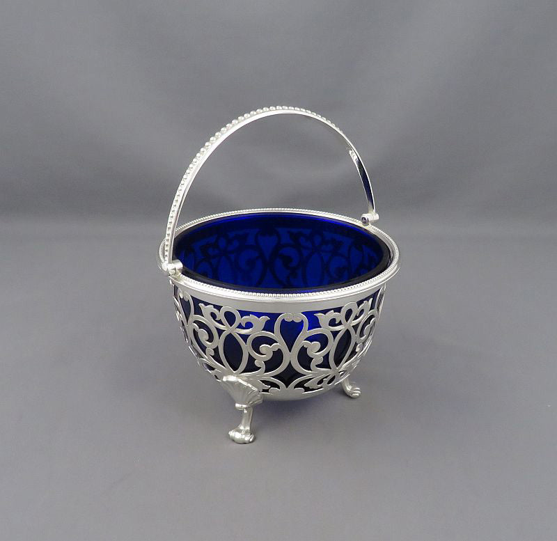 Victorian Sterling Silver Sugar Basket - JH Tee Antiques