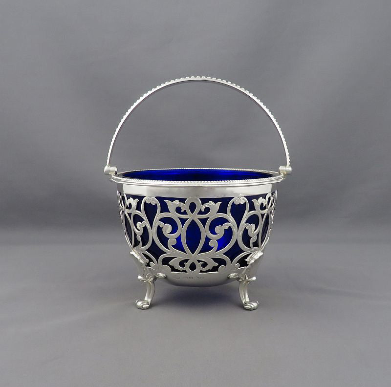 Victorian Sterling Silver Sugar Basket - JH Tee Antiques