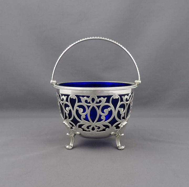 Victorian Sterling Silver Sugar Basket - JH Tee Antiques