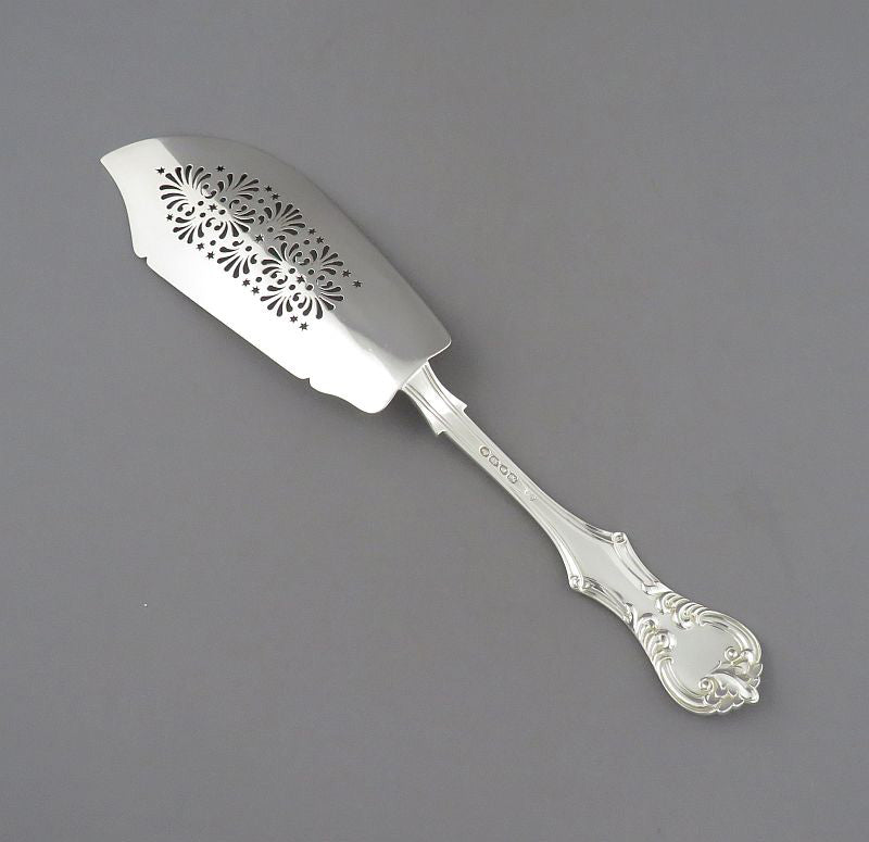 Victorian Sterling Silver Victoria Pattern Fish Slice - JH Tee Antiques