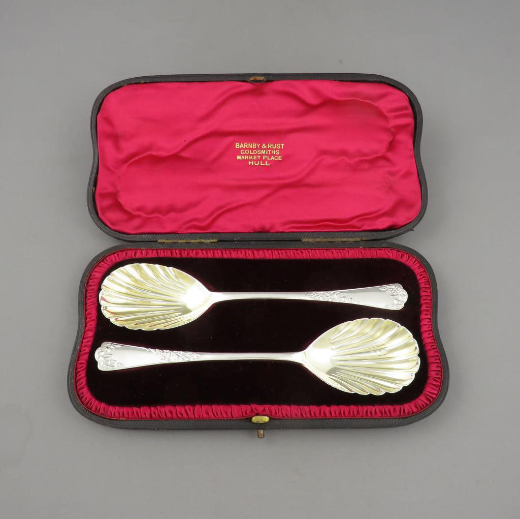 Victorian Sterling Silver Berry Spoons - JH Tee Antiques