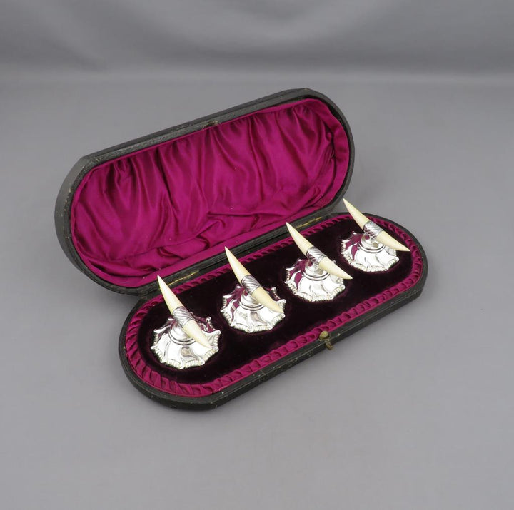 Four Victorian Sterling Silver Knife Rests - JH Tee Antiques