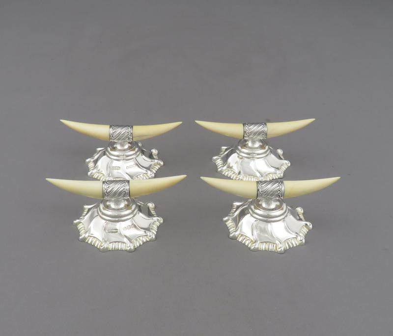 Four Victorian Sterling Silver Knife Rests - JH Tee Antiques