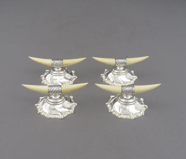 Four Victorian Sterling Silver Knife Rests - JH Tee Antiques