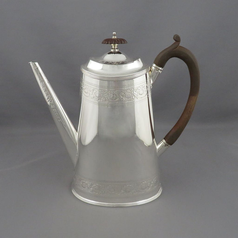 Victorian Sterling Silver Coffee Pot - JH Tee Antiques