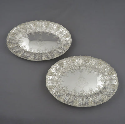 Pair of Victorian Sterling Silver Dessert Dishes - JH Tee Antiques