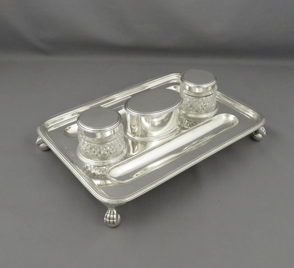 Victorian Sterling Silver Inkstand - JH Tee Antiques