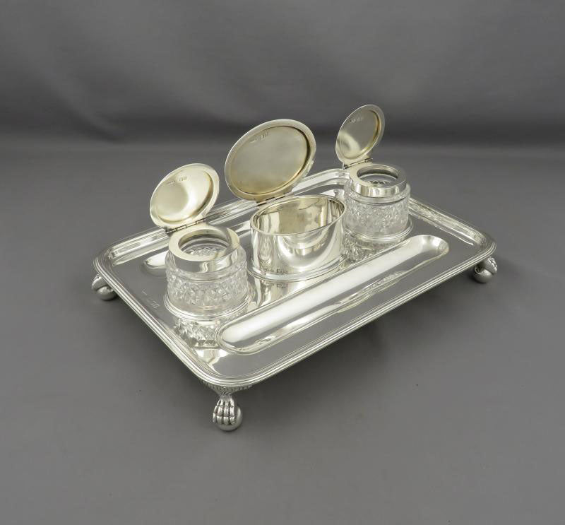 Victorian Sterling Silver Inkstand - JH Tee Antiques