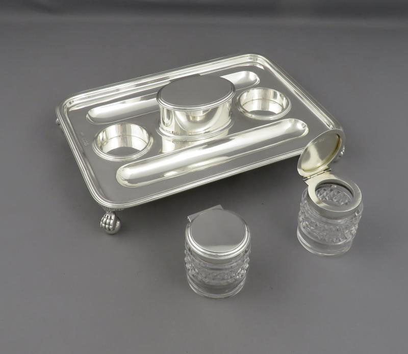 Victorian Sterling Silver Inkstand - JH Tee Antiques