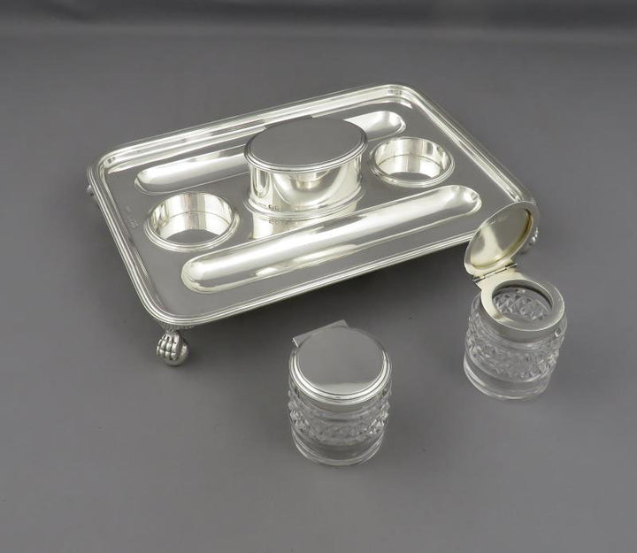 Victorian Sterling Silver Inkstand - JH Tee Antiques