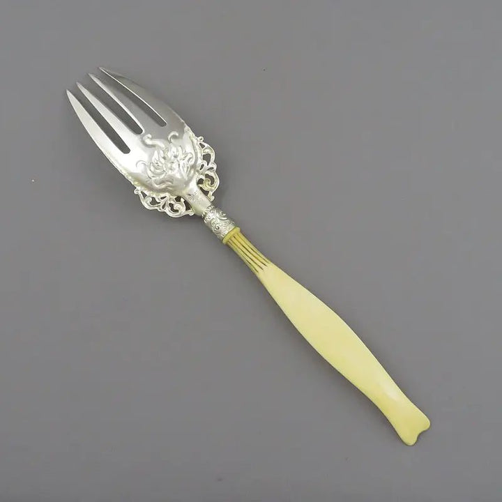 Whiting Ivory Pattern Sterling Silver Salad Servers - JH Tee Antiques