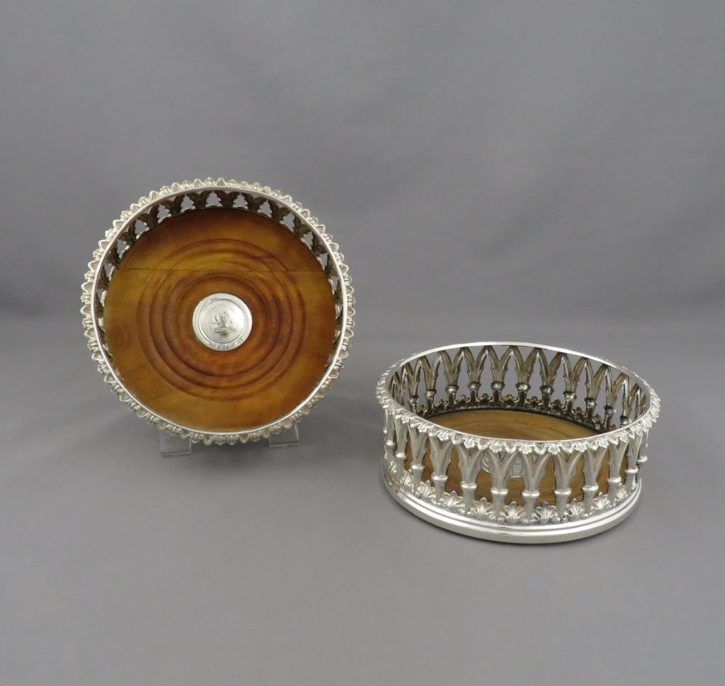 William IV Silver Wine Coasters - JH Tee Antiques