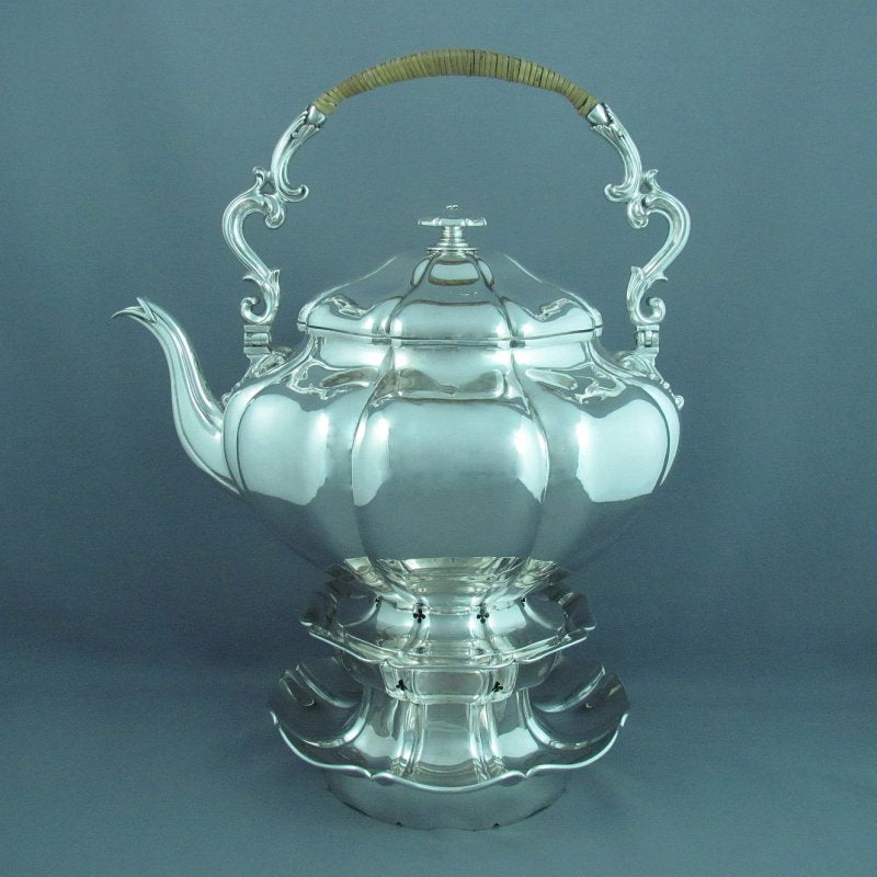 Massive William IV Sterling Silver Kettle - JH Tee Antiques