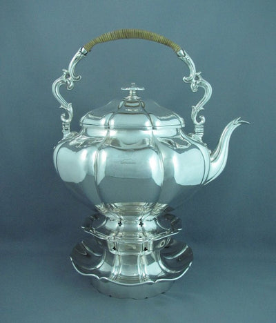 Massive William IV Sterling Silver Kettle - JH Tee Antiques