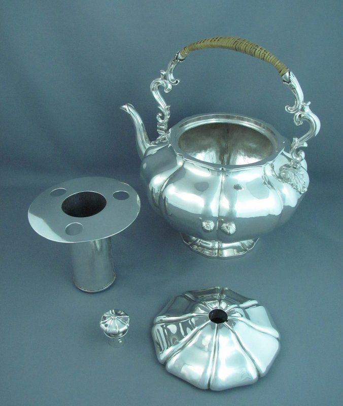 Massive William IV Sterling Silver Kettle - JH Tee Antiques