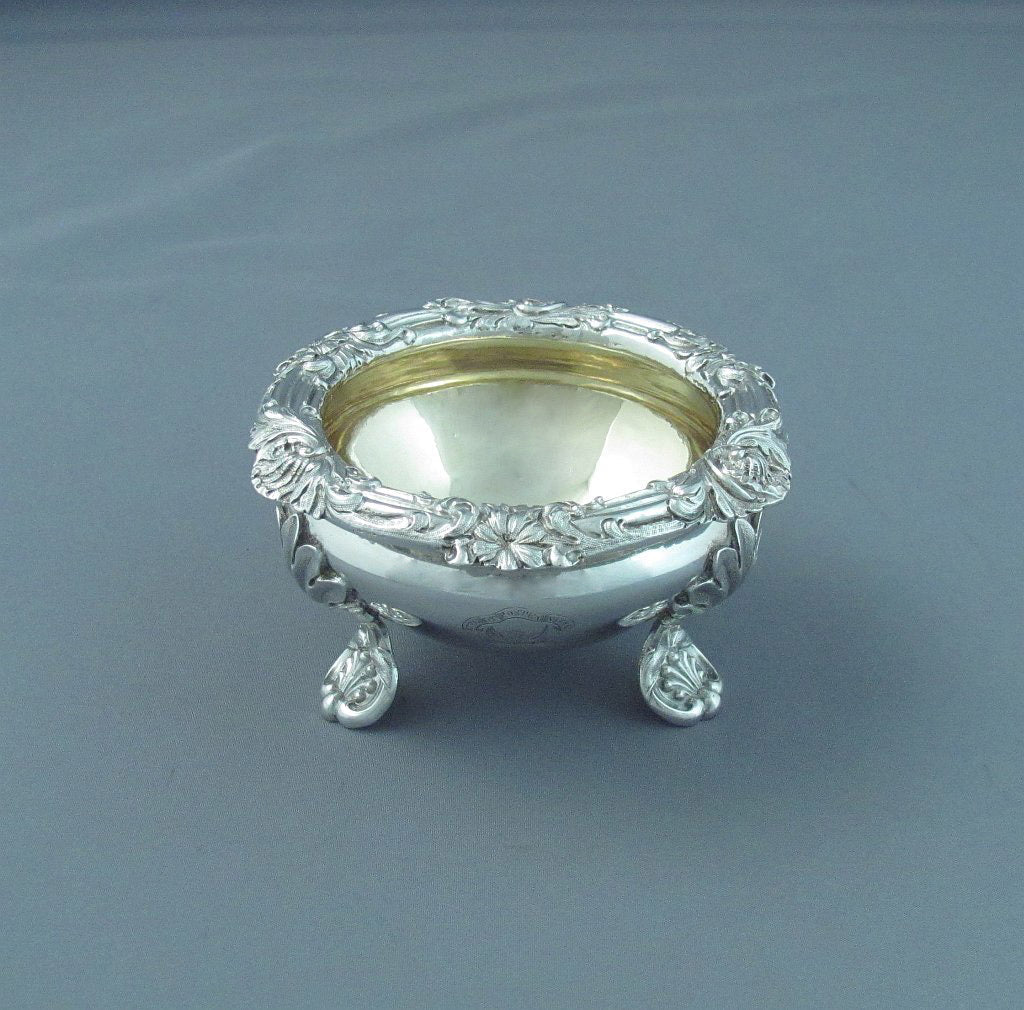 Set of Four William IV Sterling Silver Salts - JH Tee Antiques
