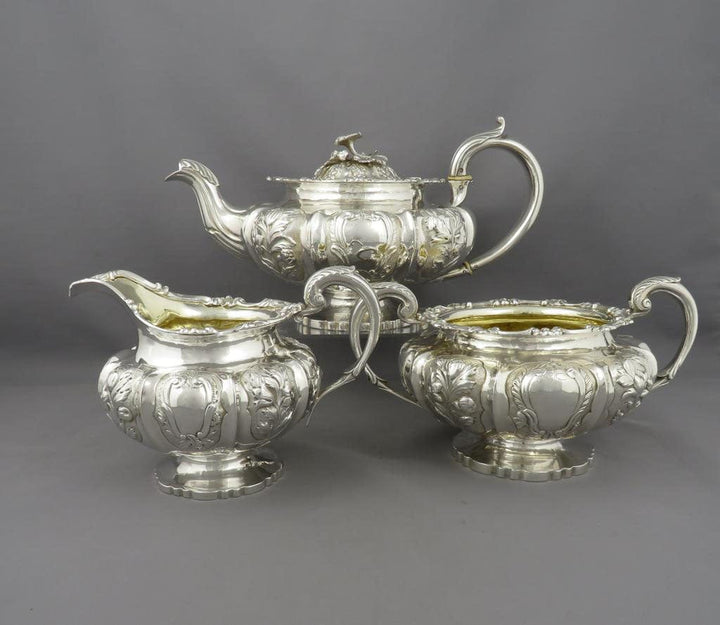 William IV Sterling Silver Tea Set - JH Tee Antiques