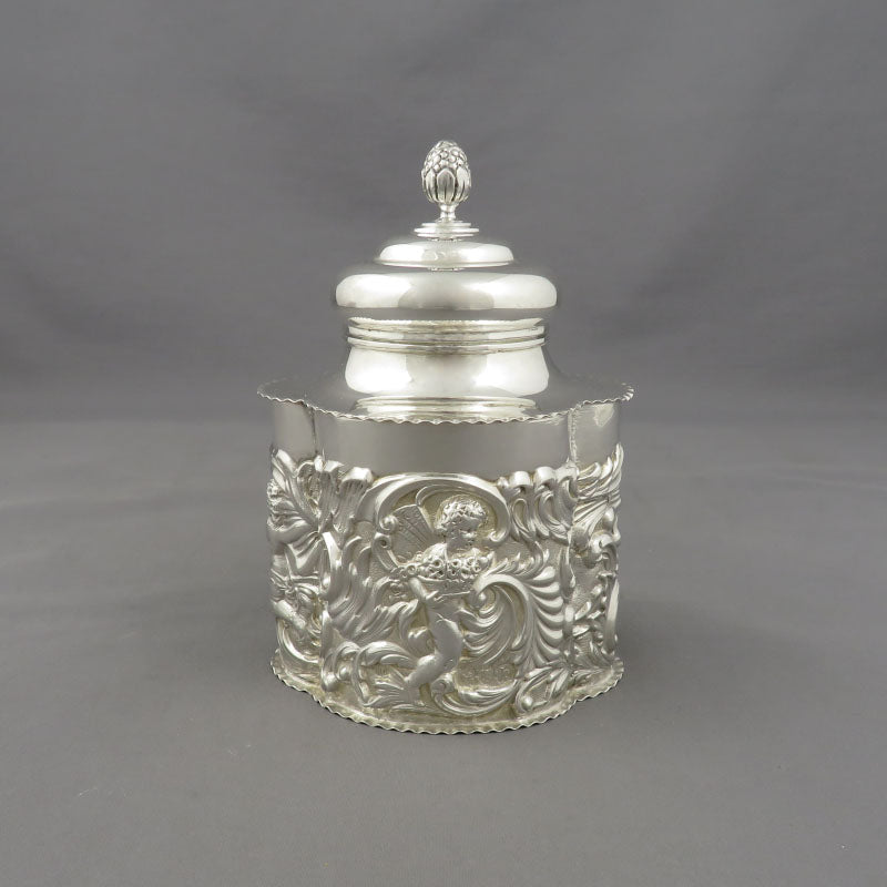 William Comyns Sterling Silver Tea Caddy - JH Tee Antiques